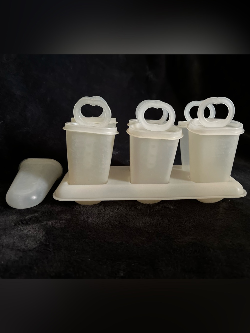Vintage Tupperware Translucent White Popsicle Mold Set
